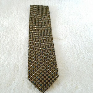 BEREND‎ DEWITT BLACK TURQUOISE YELLOW 100% SILK TIE